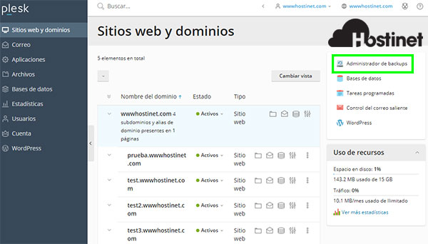 Plesk2020 Administrador Backups