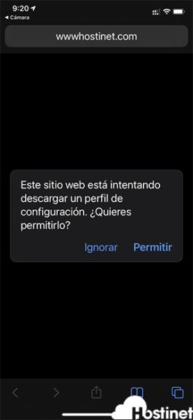 plesk perfil configuracion en iPhone