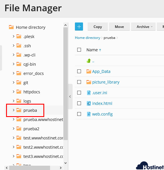 plesk cambio raiz directorio raiz prueba - Hostinet