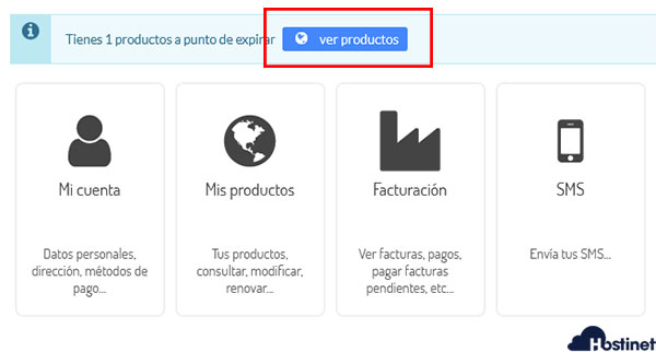 hostinet producto renovar con tarjeta PSD2