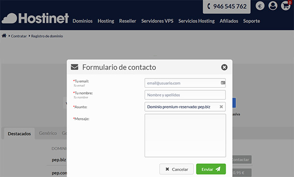 pep.biz dominio premium contacto