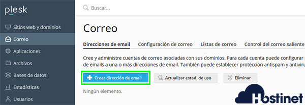 Plesk Crear Dirección Email Email